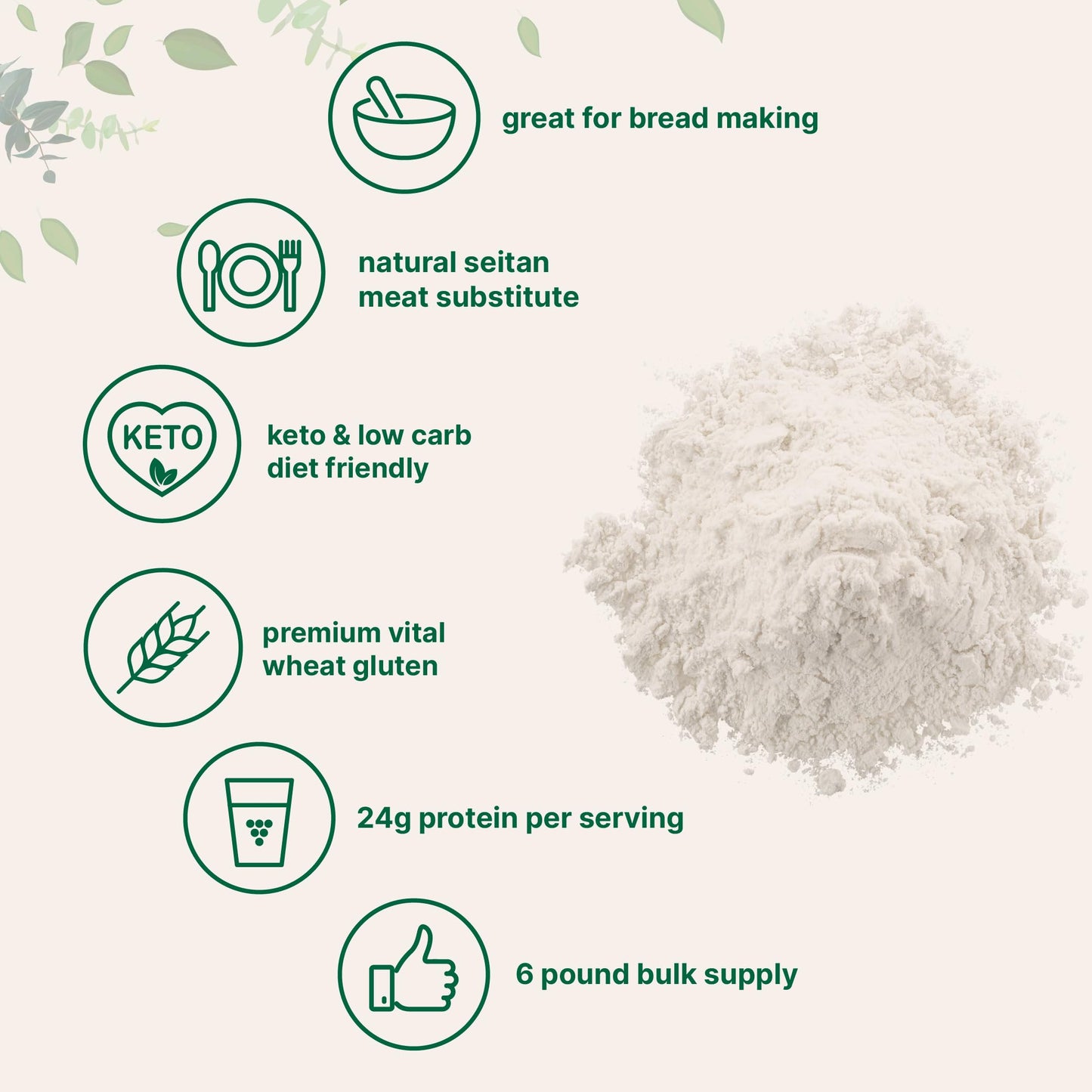 Micro Ingredients Premium Vital Wheat Gluten Powder - 6lbs, High Protein, Vegan, Low Carb Baking Flour