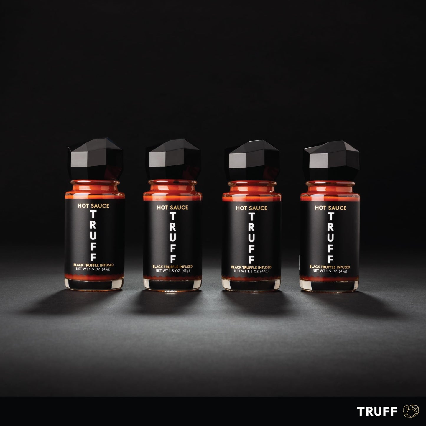 Truff Hot Sauce 4-Pack Mini Set, Portable Travel Bottles Of Gourmet Hot Sauce, Black Truffle And Chili Peppers, Gift Idea For The Hot Sauce Fans, An Ultra Unique Flavor Experience (1.5 Oz, 4 Count)