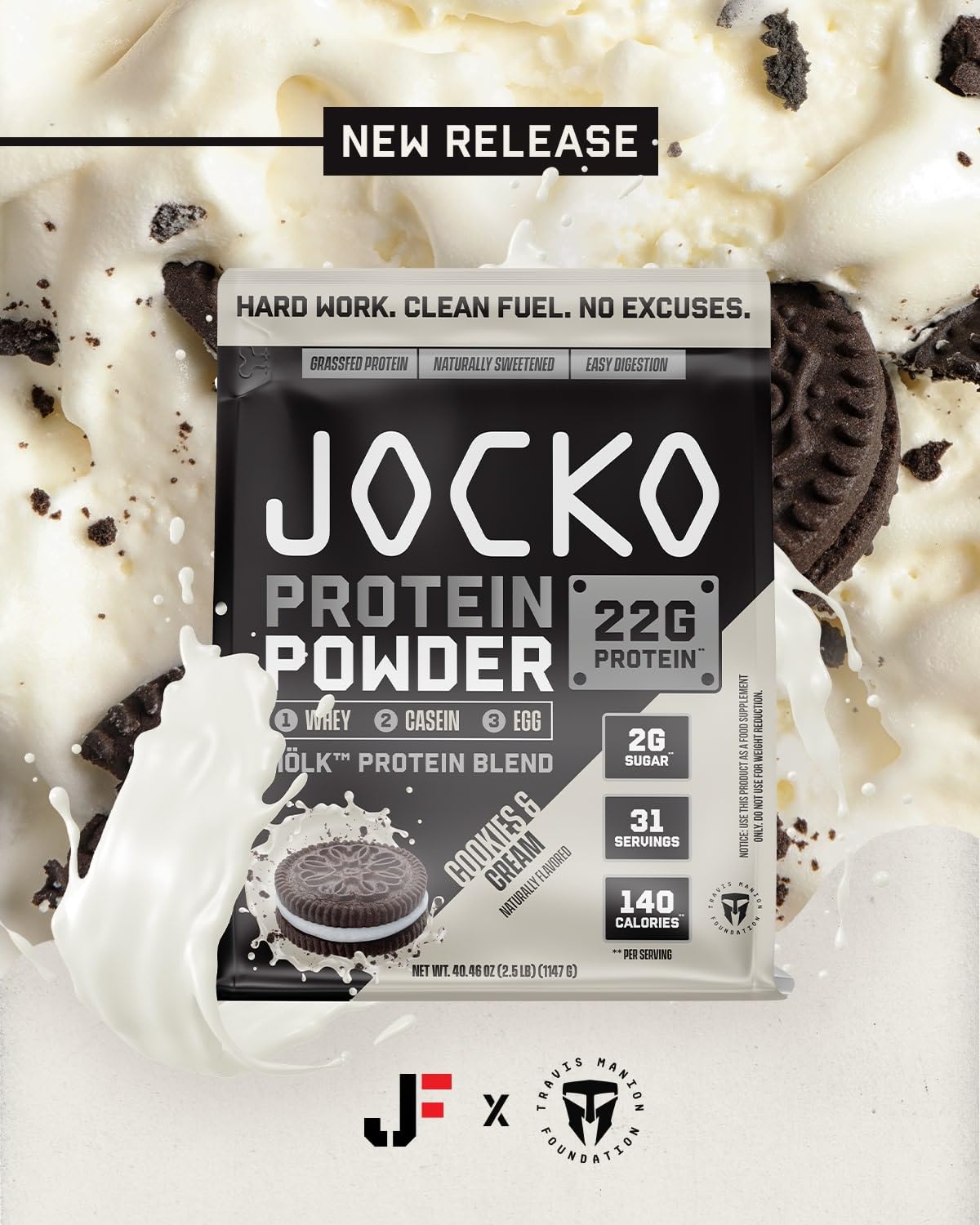 Jocko Mlk Whey Protein Powder - Keto, Probiotics, Grass Fed, Digestive Enzymes, Amino Acids, Sugar Free Monk Fruit Blend - Suppo