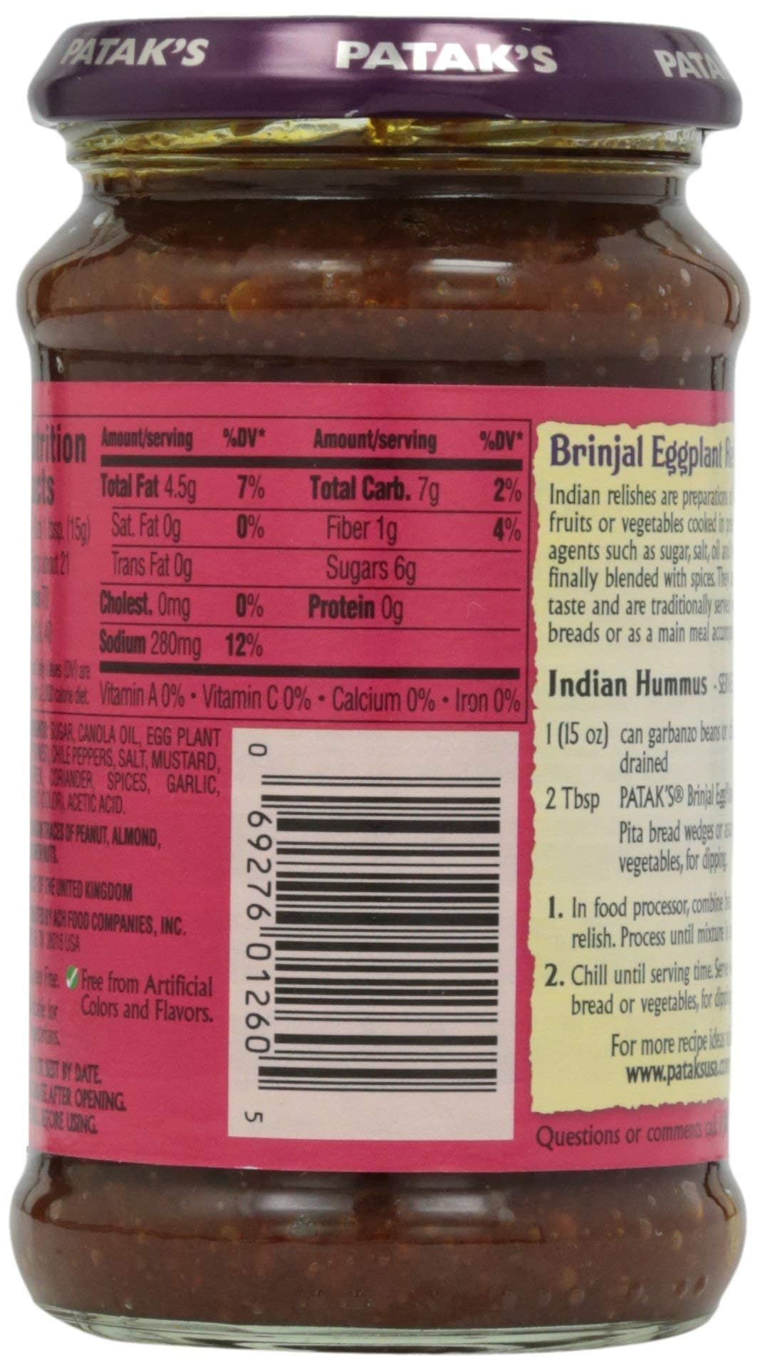 Patak s Brinjal Egg Plant Relish, Medium, 11 oz