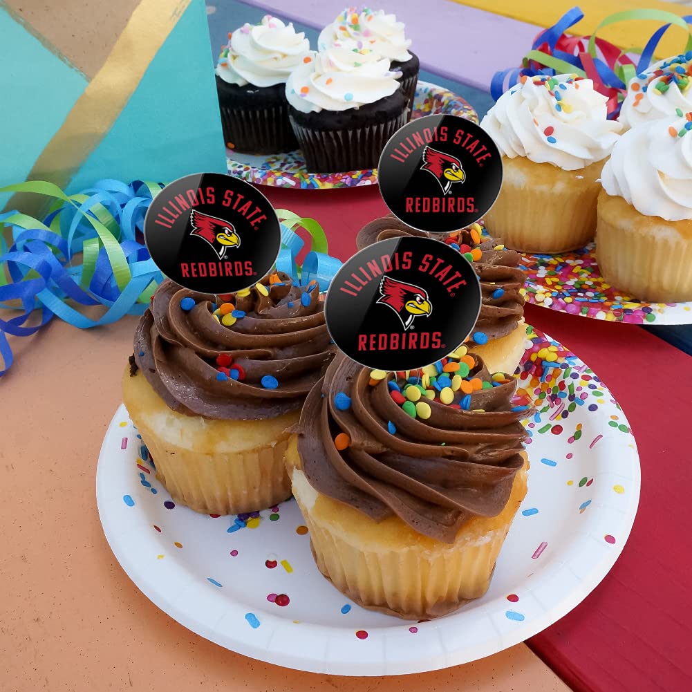 Graphics & More Illinois State Redbirds Cupcake Picks Toppers Decoration Set Of 6