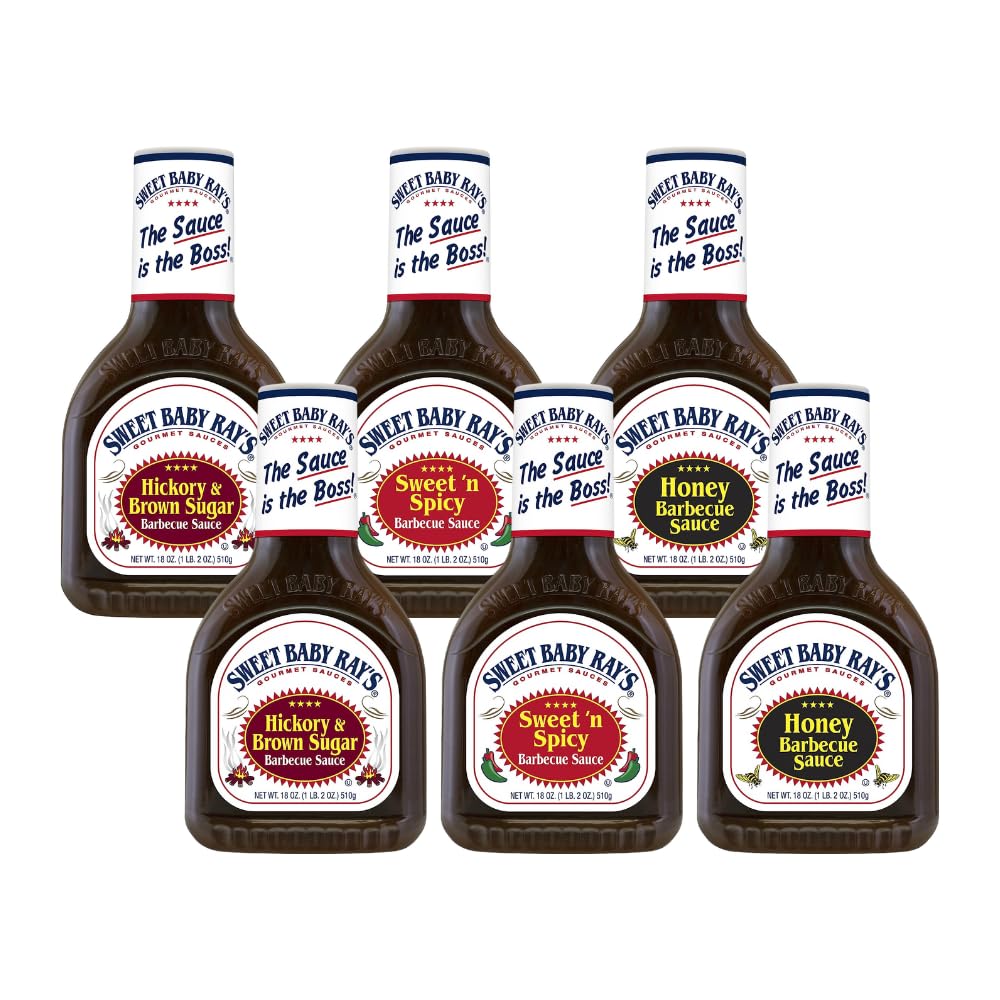 Sweet Baby Ray'S Variety 3 Pack Honey Barbecue Sauce Hickory & Brown Sugar Bbq Sauce Sweet 'N Spicy Bbq Sauce,18 Ounce, Pack Of