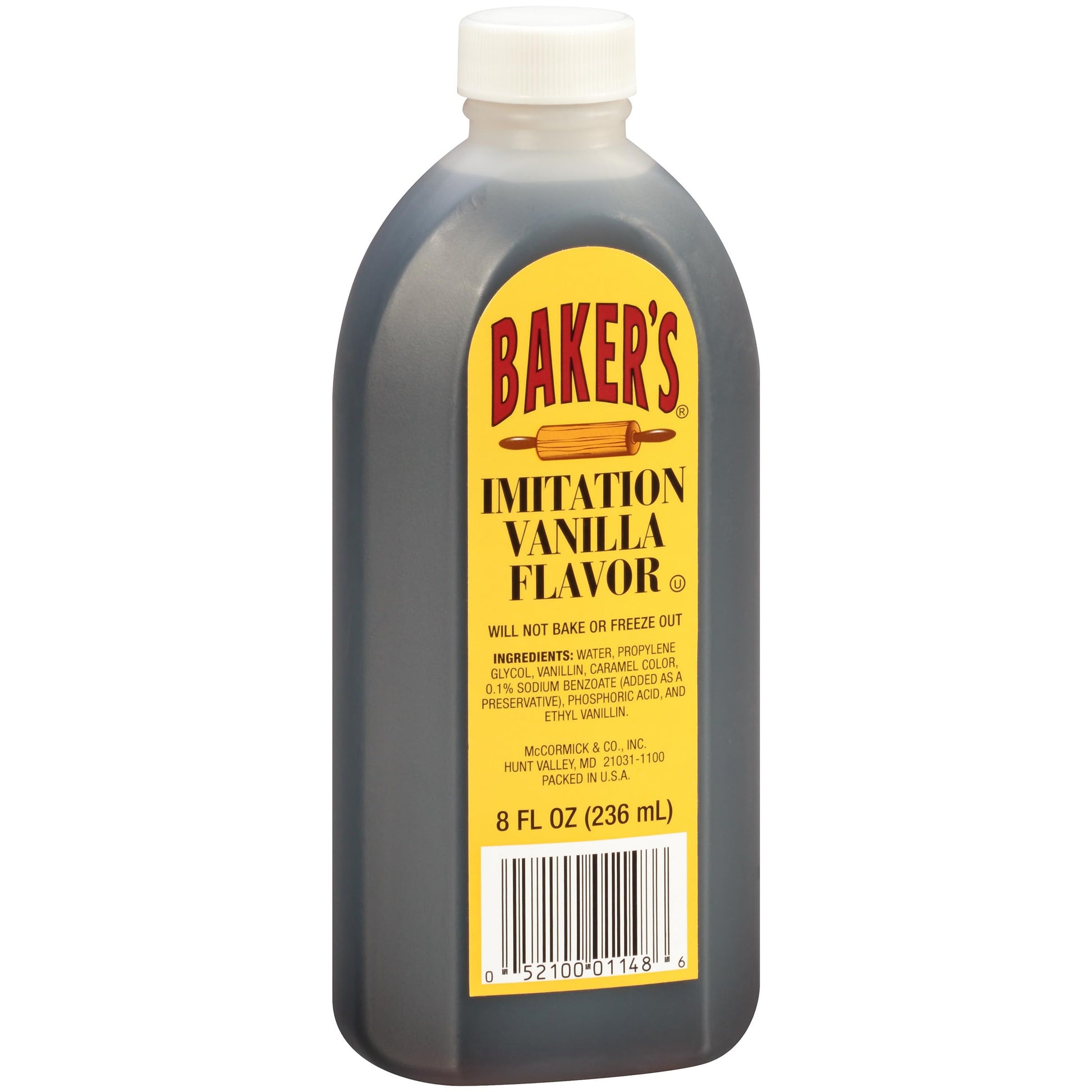 Bakers Imitation Vanilla Flavor, 8 fl oz, Pack of 24, Black, Model 901148