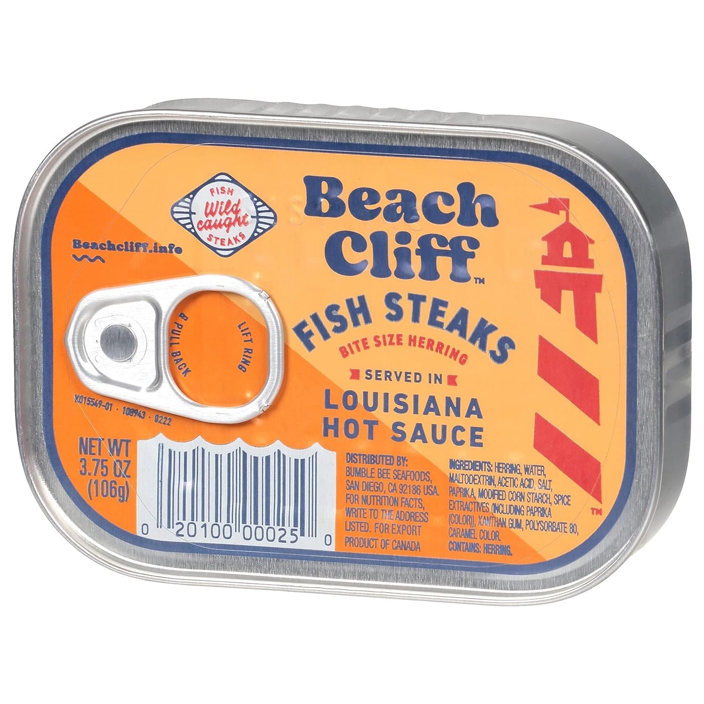 Beach Cliff Wild Caught Herring Fish Steaks In Louisiana Hot Sauce, 3.75 Oz Can - 15G Protein Per Serving
