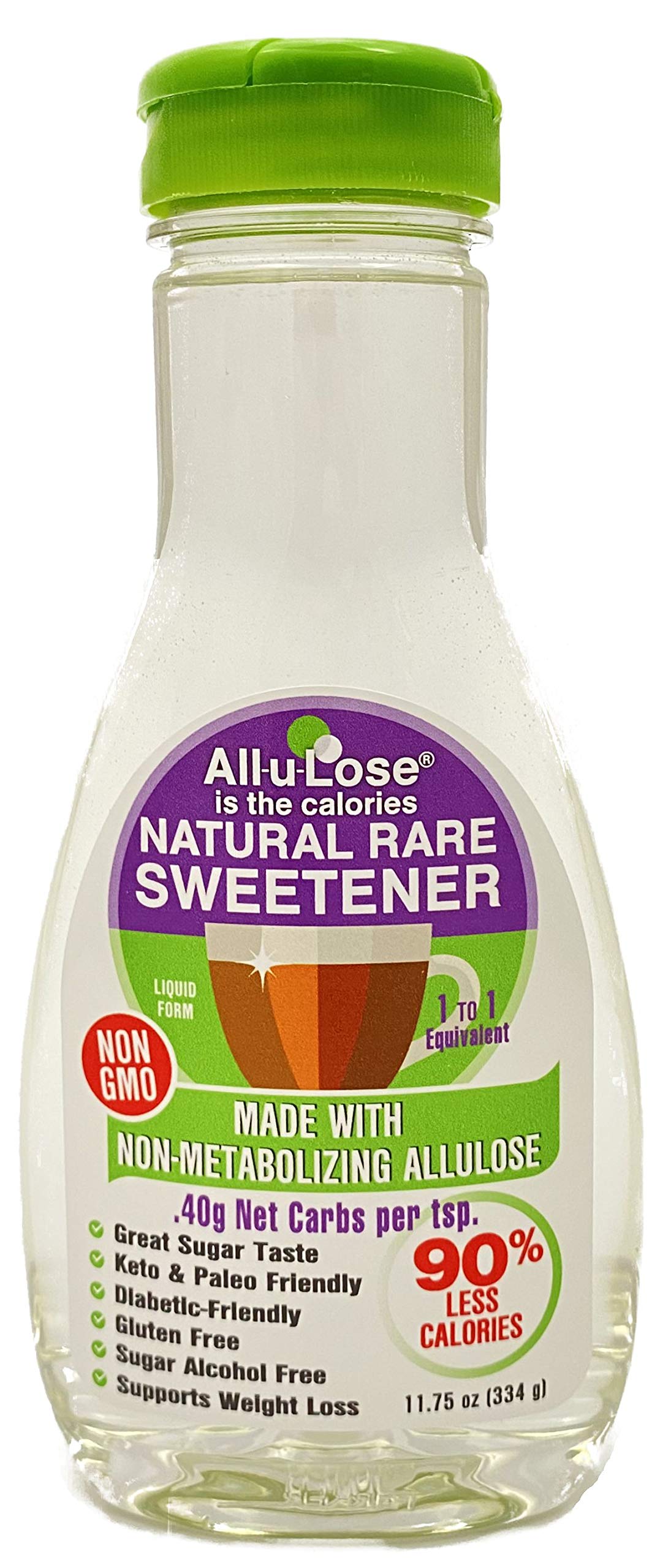 All-u-Lose Liquid Allulose Sweetener with Monk Fruit, Non-GMO, 11.75 Fl Oz