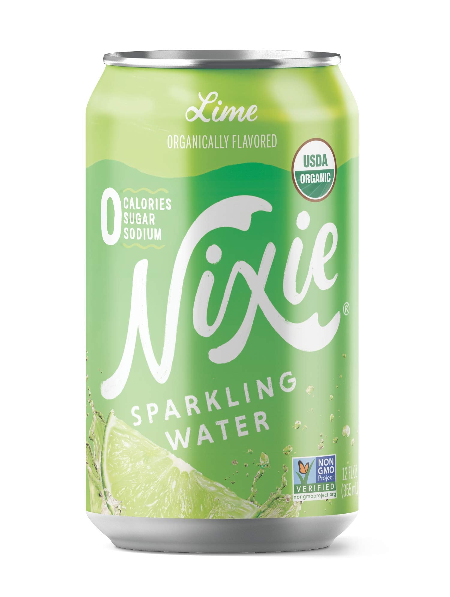 Nixie Sparkling Water, Lime | 12 fl oz cans, 24 pack | Organic, Vegan, Non-GMO, Gluten Free, 0 Calories, 0 Sugar, 0 Sodium