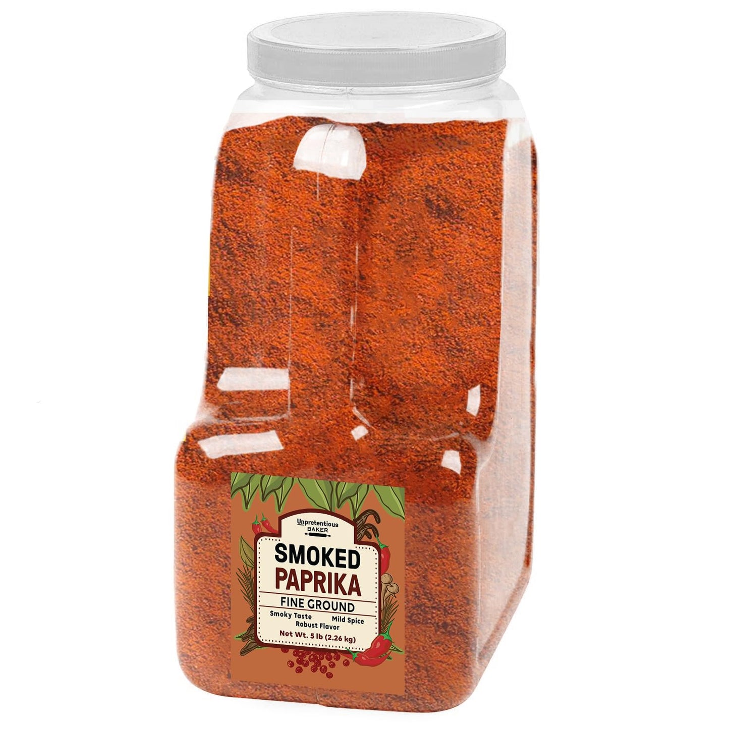 Unpretentious Smoked Paprika, 5 Lb Jar, Ground Spice From Dried Red Chile Peppers, Smoked Flavor