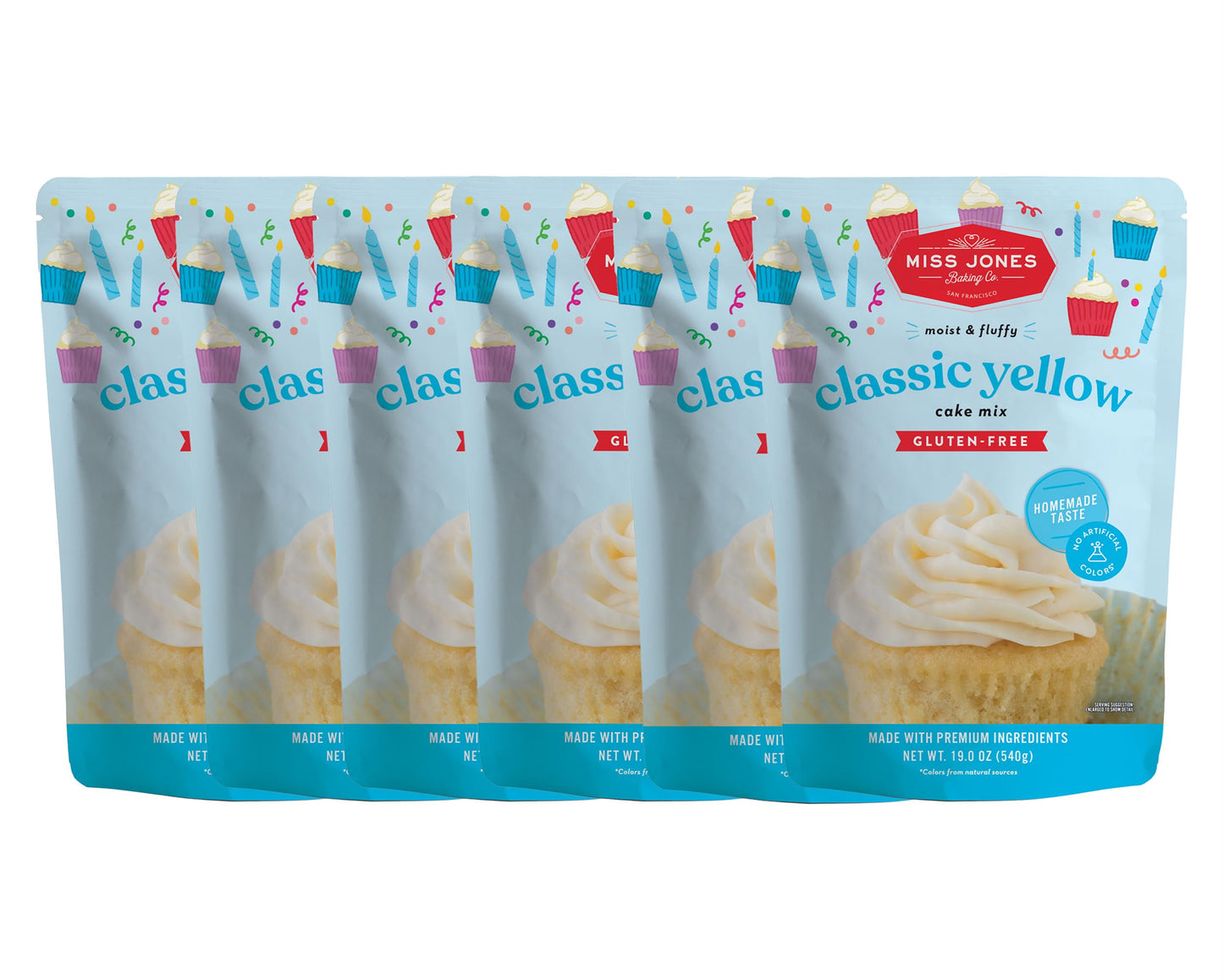 Miss Jones Baking Gluten-Free Yellow Cake Mix, Easy to Bake, 19 Ounce, Pack of 6