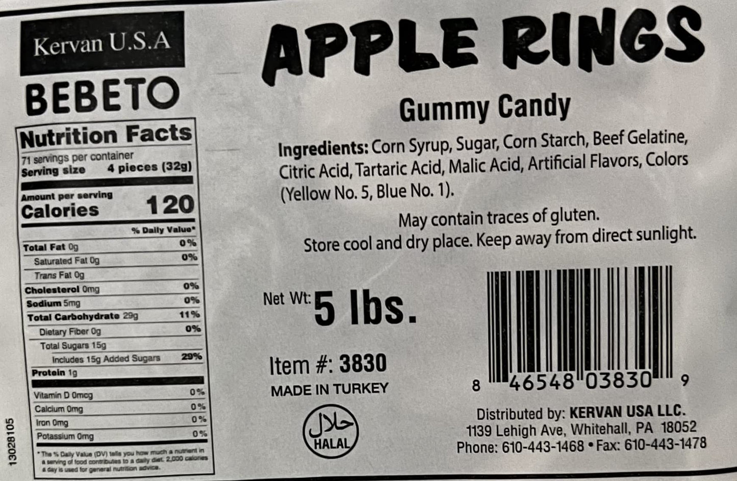 Kervan Candy Apple Rings Bulk Gummy Candy - 5 Pound Bag - Fruity & Sweet Gift Snacks For Kids - Party Size