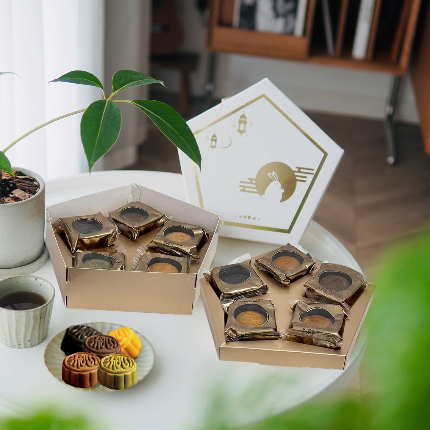 Kwolykim 10 Flavor Enhanced Lava Mooncake Gift Box Included Black Truffle, Pulled Silk Lotus Paste And More, Vegan-Friendly | Artisanal Asian Dessert Set For Gifting