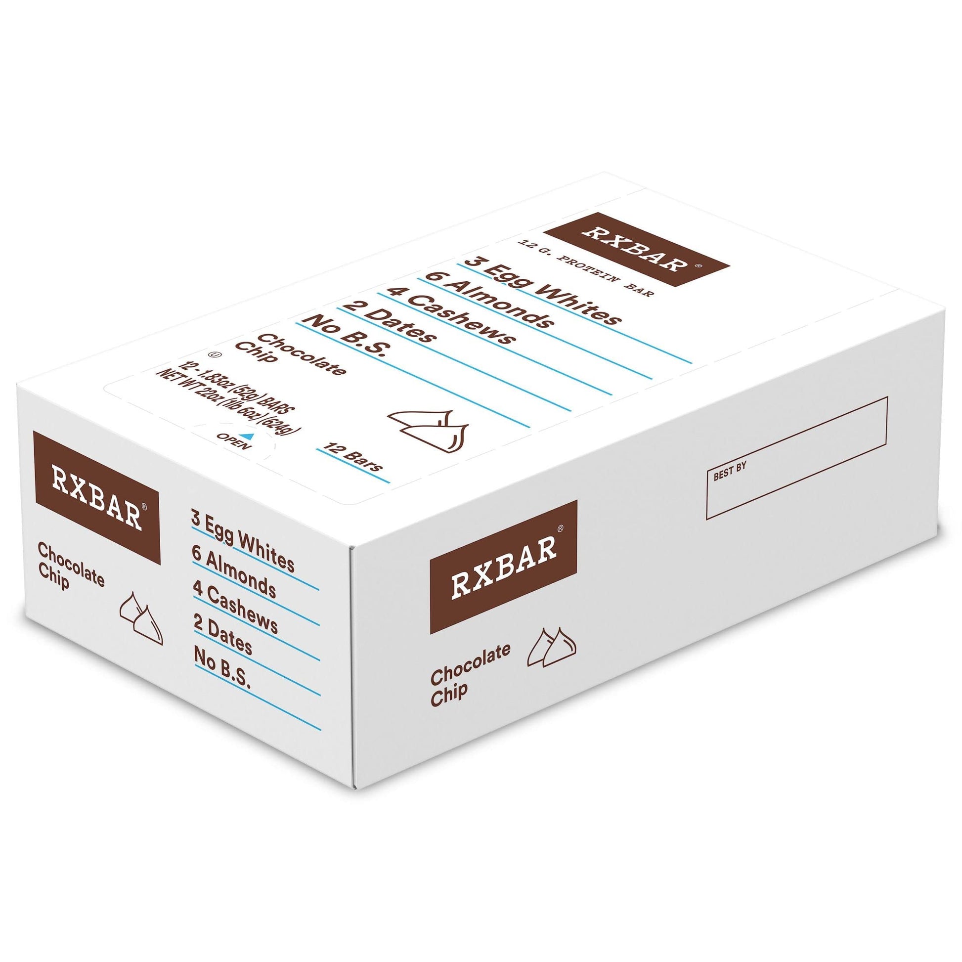 Rxbar Protein Bars, Protein Snack, Snack Bars, Chocolate Chip, 22Oz Box (12 Bars)