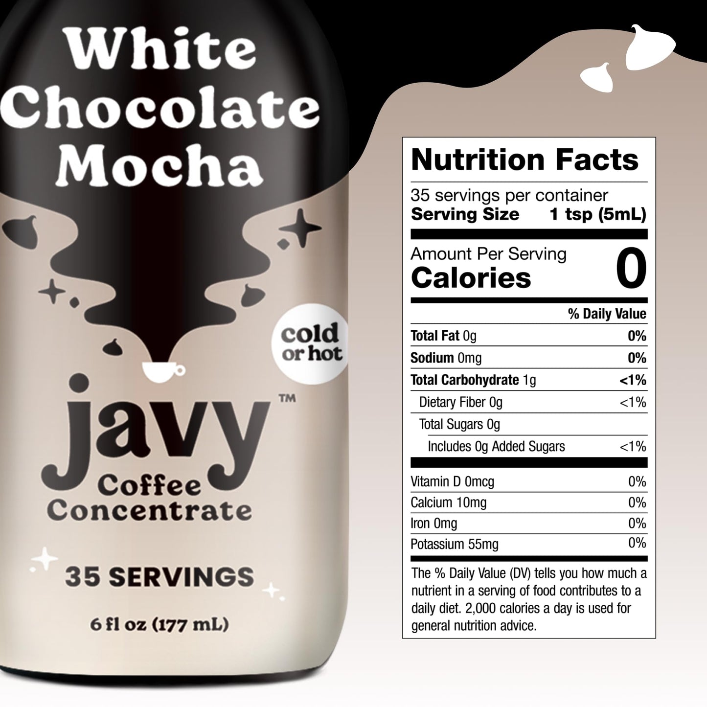Javy Coffee Concentrate - Cold Brew Coffee, Perfect for Instant Iced Coffee, Cold Brewed Coffee and Hot Coffee, 35 Servings - Wh