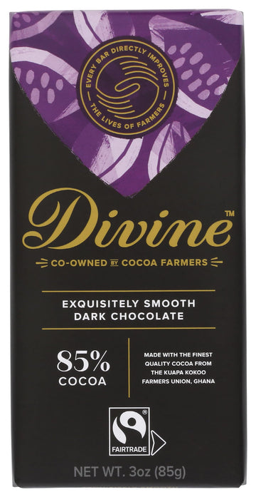DIVINE CHOCOLATE Chocolate, 85% Exquisitely Rich Dark Chocolate, 3 Oz