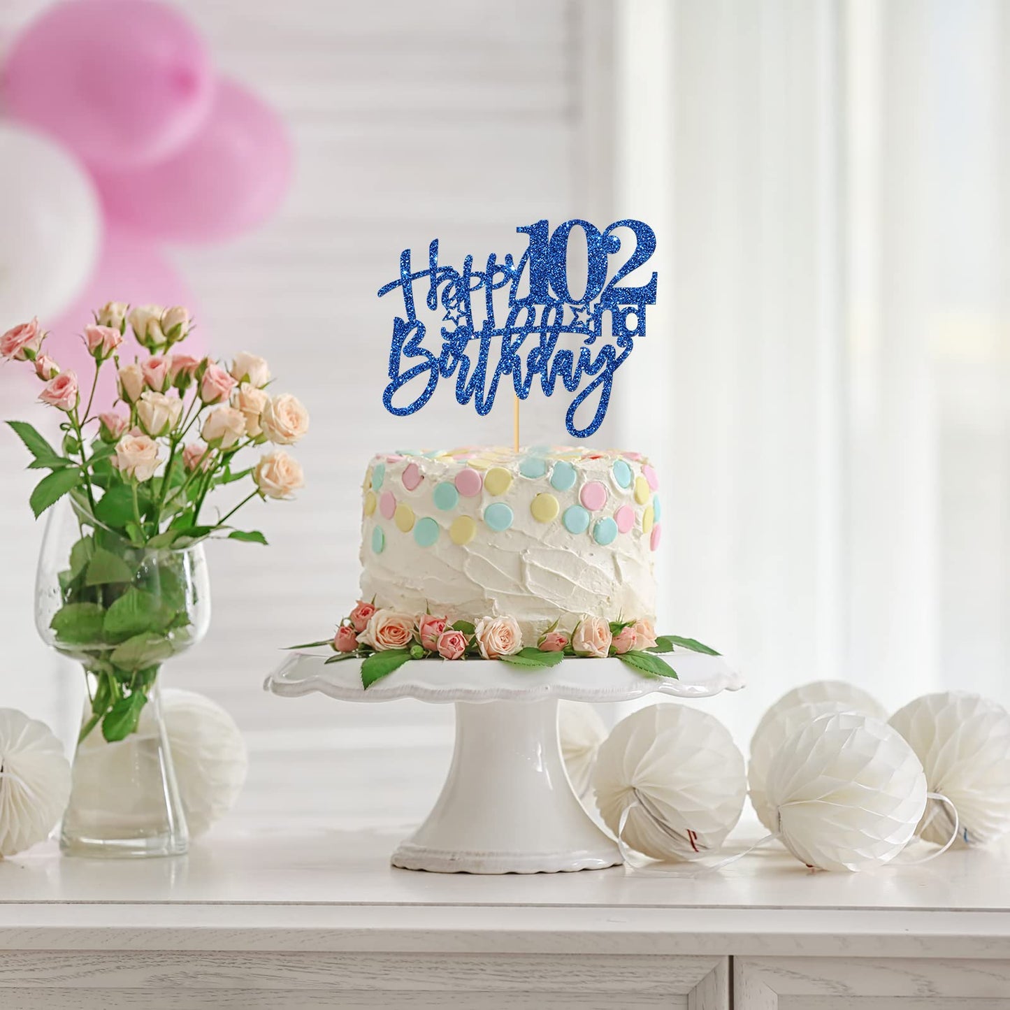 Roadsea Happy 102Nd Birthday Cake Topper - Old Woman Man Boy 102 Years Old Birthday Cake Supplies - 102Nd Birthday Party Decorat