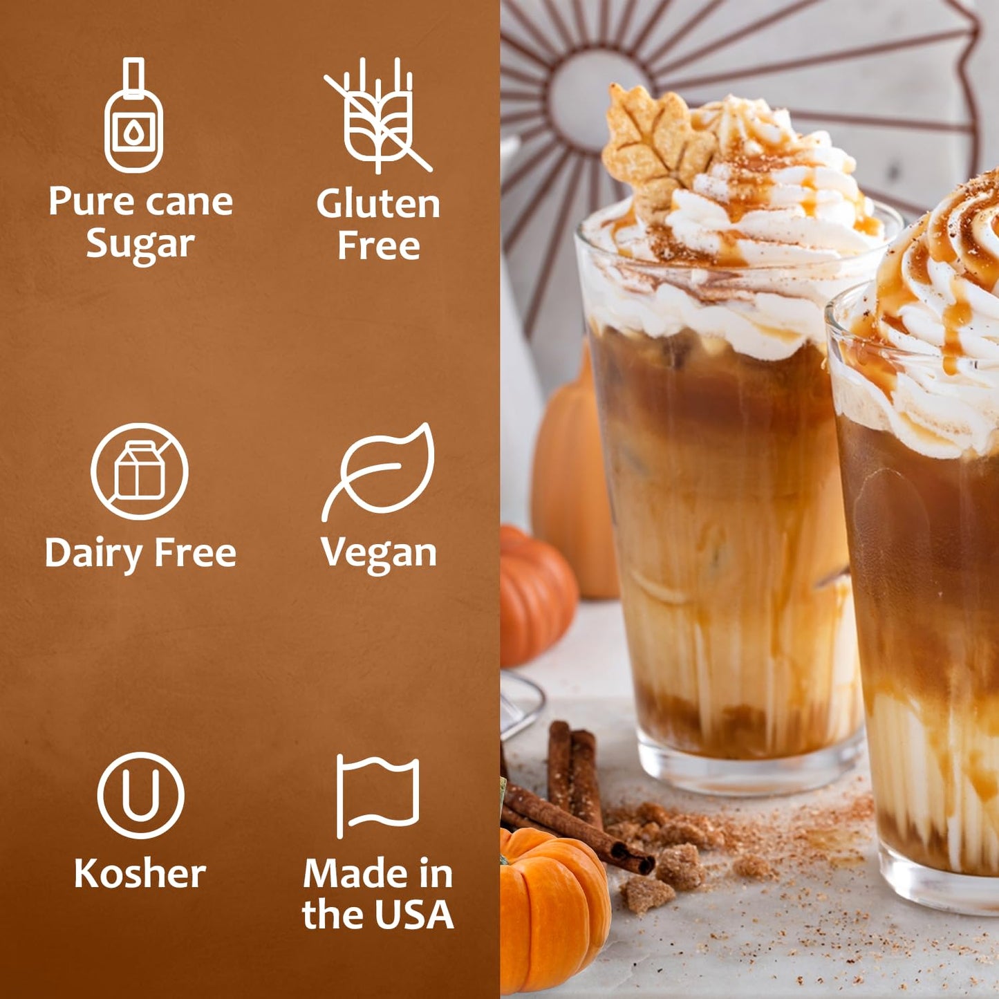 Syruvia Pumpkin Spice Syrup - Pumpkin Spice Coffee Syrup Flavor, 25.4 Fl Oz, Kosher, Gluten Free, Perfect For Coffee, Drinks, So
