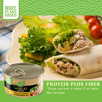 Unmeat Plant Based Tuna Style Flakes | Easy To Prepare Vegan Canned Tuna In Sunflower Oil, 12 Pack