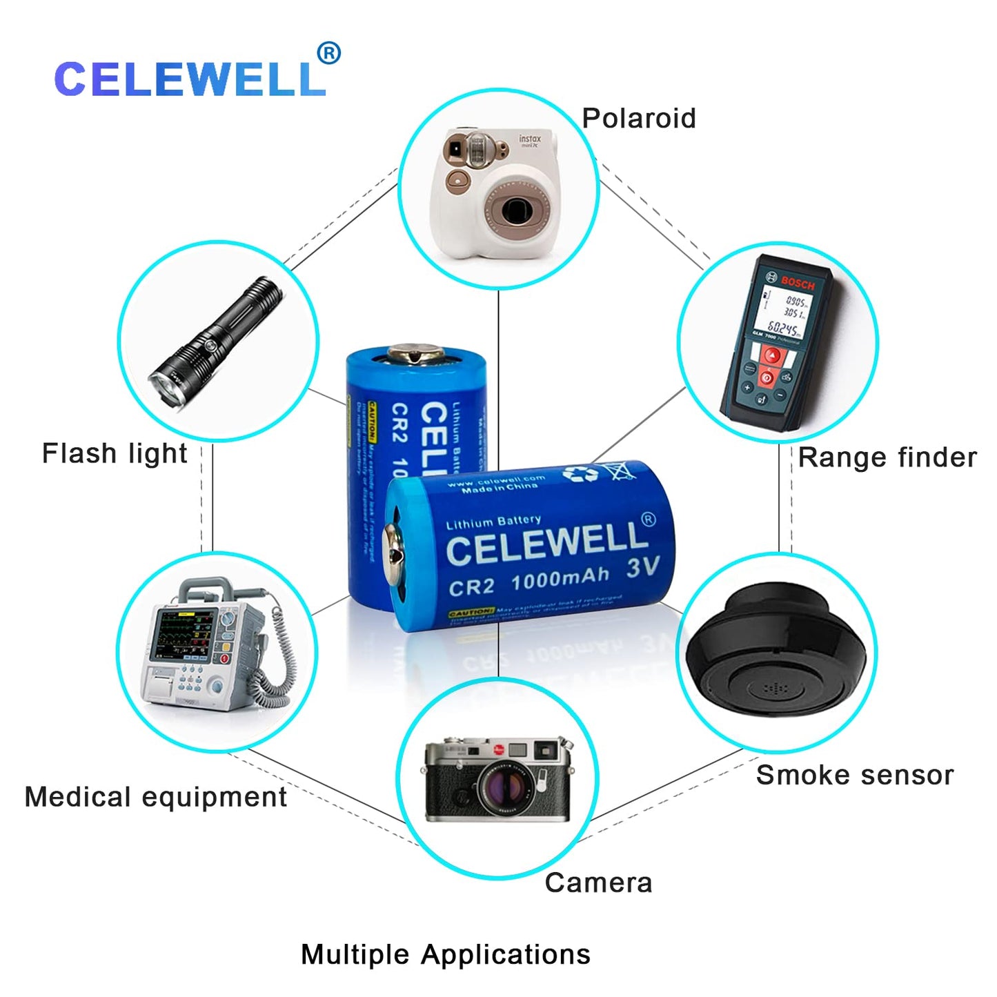 Celewell ?10-Year Warranty? 4Pcs Cr2 3V 1000Mah Lithium Battery