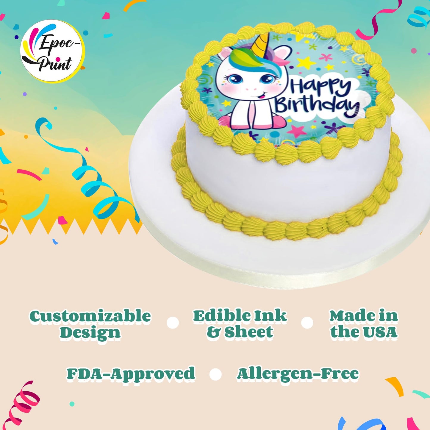 Custom Edible Prints On Cake: Create Your Special Event With Custom Edible Image Toppers - Upload Photos For Unique, Stylish Designs On Rectangular, Round Cakes Designs - 7.5 Round Cake Topper