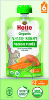 Holle Organic Baby Food Pouches - Veggie Bunny Baby Puree With Carrots, Peas And Sweet Potato - (6 Pack) Organic Baby Snacks + F