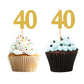 Donoter 40th Cupcake Toppers, Gold Glitter, 50 Count, Paper, Cake Picks for Birthday Anniversary Party Decoration