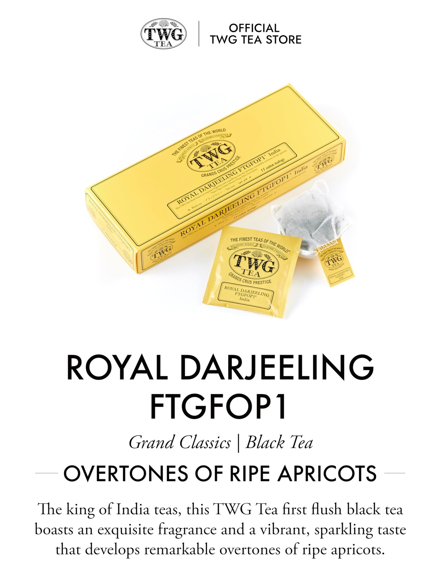 TWG Tea Royal Darjeeling Black Tea Gift Set - 15 Hand Sewn Cotton Tea Bags