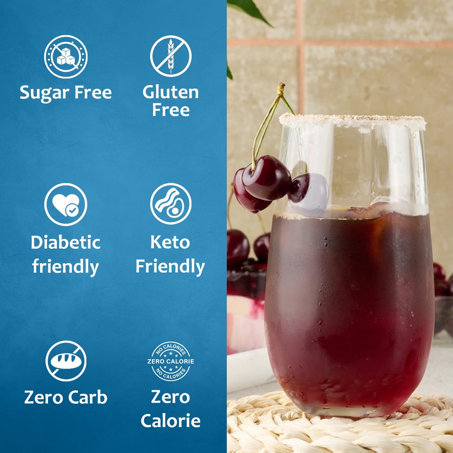 Syruvia Sugar Free Cherry Syrup With Syrup Pump Dispenser - Cherry Syrup Flavor, 25.4 Fl Oz - Perfect For Cocktails, Ice Tea, De