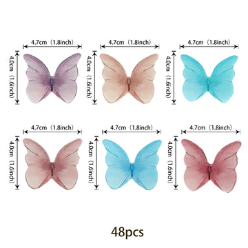 48Pcs Edible Butterfly Cupcake Toppers - Edible Wafer Paper Butterfly Cake Decorations For Baby Shower, Birthday, Wedding Partie