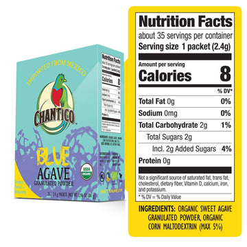 Chantico Organic Granulated Agave Powder, Low Glycemic Sweetener, 35 Sachets, 0.085 Ounce Each