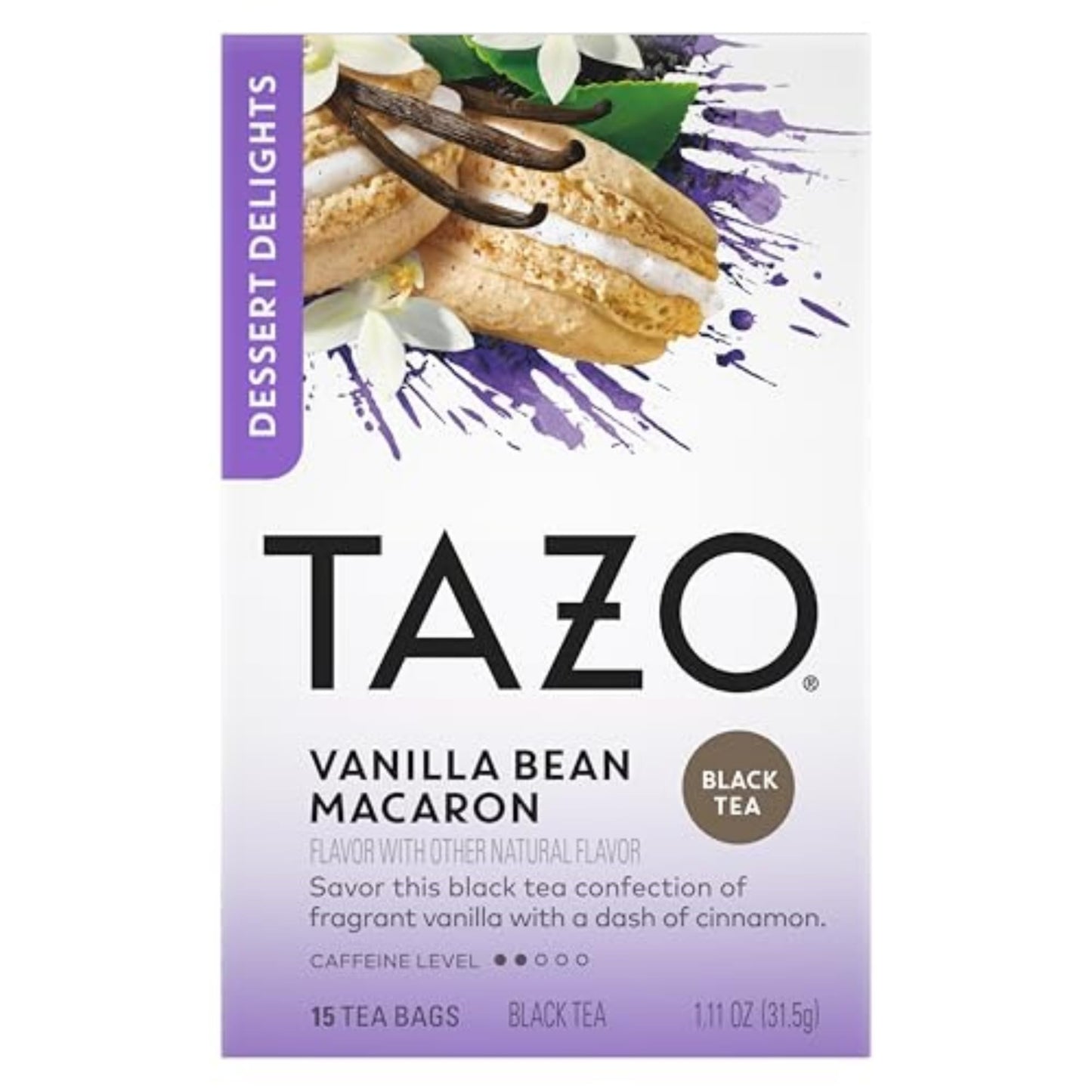 TAZO Dessert Delights Vanilla Bean Macaron Tea Bags, Sugar and Calorie Free, 15 Count (Pack of 6)