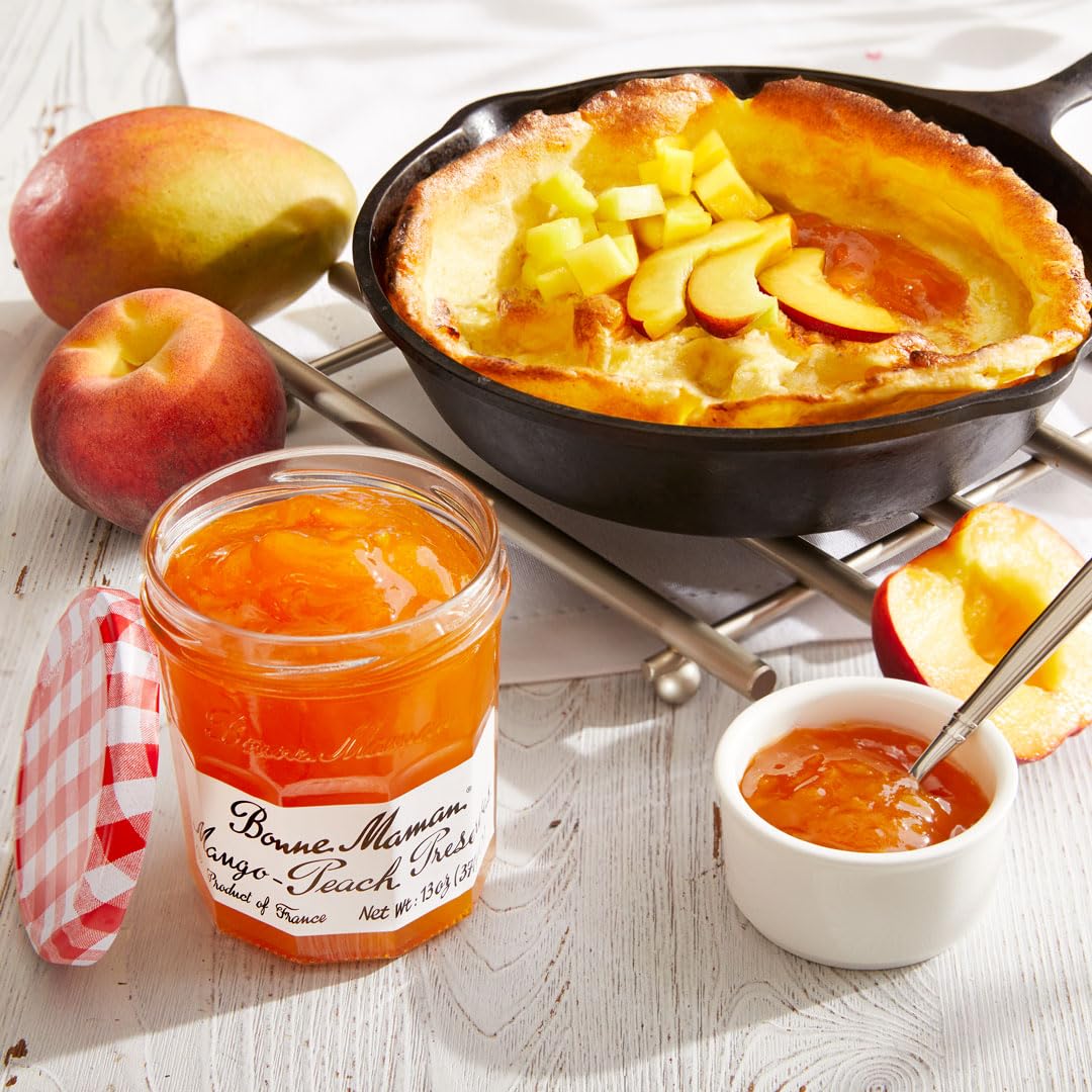 Bonne Maman Mango-Peach Preserves, 13 Oz Glass Jars (Pack Of 3) - Non-Gmo, Made With Simple Ingredients