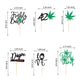 Arthsdite Cupcake Toppers, 24 Pcs, Glitter Green Leaves, Small, Plastic