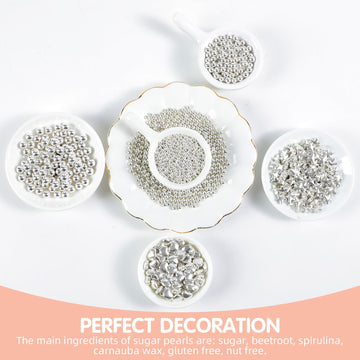 Kasvan Silver Pearl Sugar Sprinkles, 6 Sizes Mix For Cake Decorating, 230G/8.1Oz, Ice Cream Toppings And Cookie Decorating, Wedd
