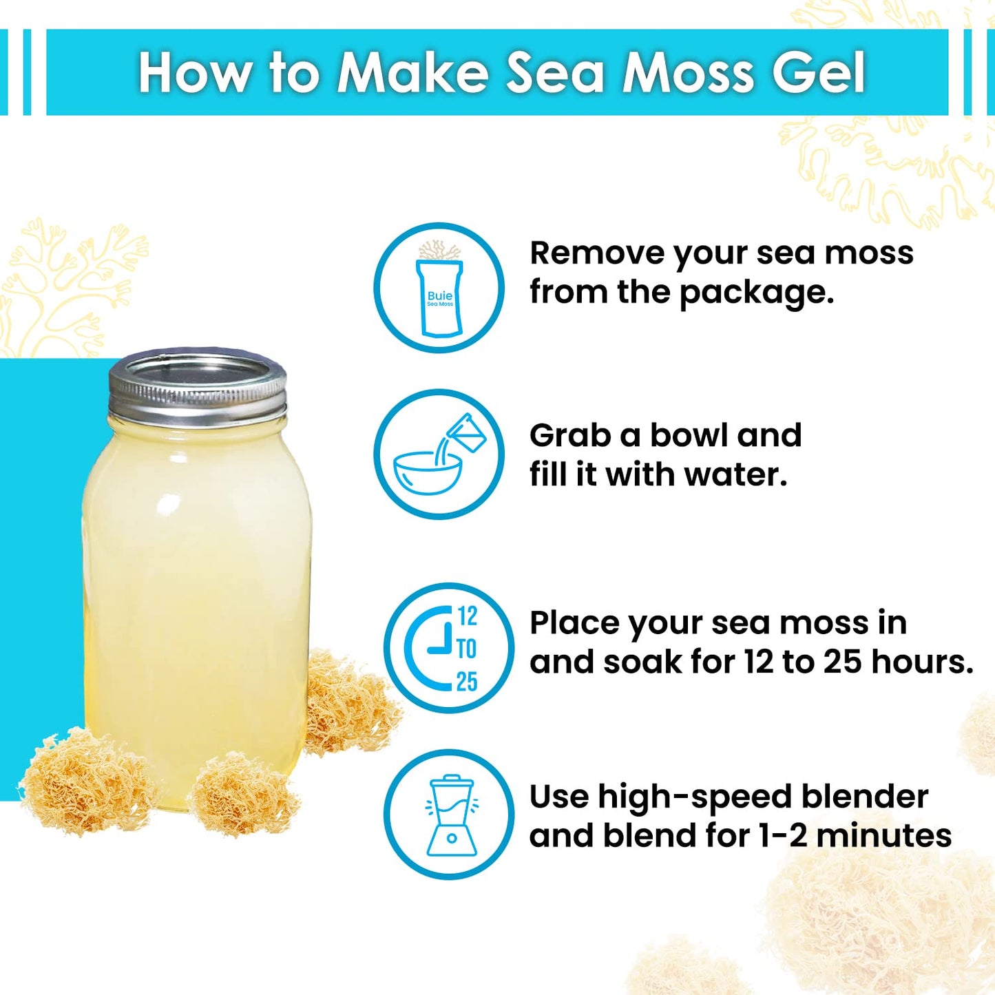 Buie Holistic Herbs Golden Irish Sea Moss, Pure Wildcrafted, Nutrient-Rich, Dr. Sebi Inspired | Pure & Natural Raw Gold Irish Su