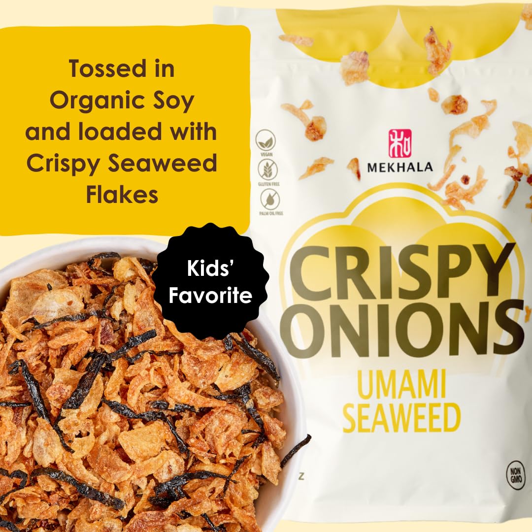 Mekhala Umami Seaweed Crispy Onions - Salad Toppings Crunchy Fried Onions For All-Purpose Seasoning Like Keto, Ramen Toppings, A