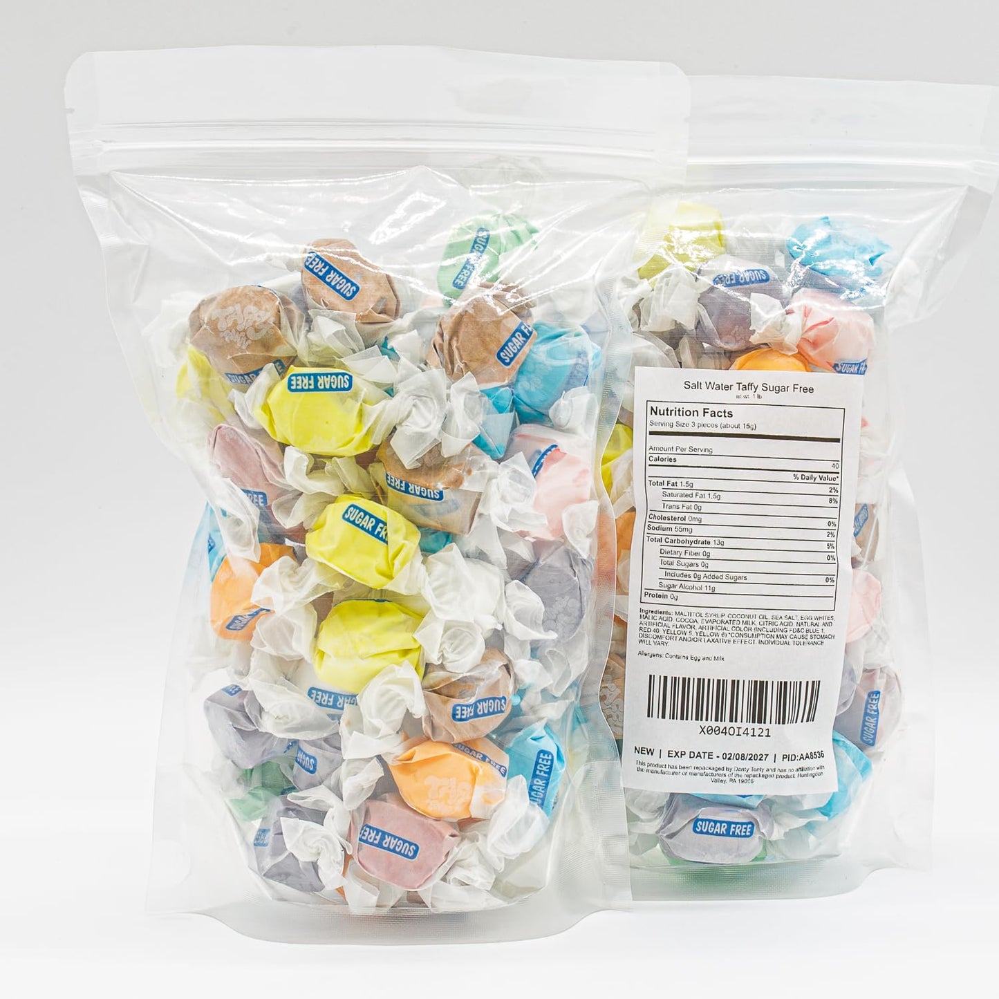 Sugar Free Taffy 4 Lb – 10 Assorted Flavors, Individually Wrapped Saltwater Candy, Bulk, Gluten And Nut Free
