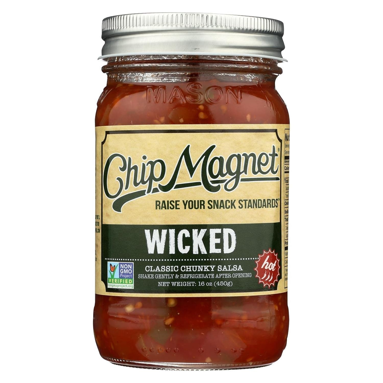 Chip Magnet Salsa - Wicked - Classic Chunky Salsa - Hot- Case Of 4-16 Oz Jars