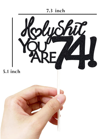 74 Birthday Cake Topper Happy 74Th Birthday Cake Toppers-Black Glitter, Funny 74Th Cake Topper For Men For Women, 74Th Birthday