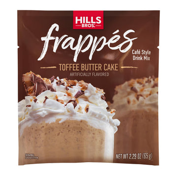 Hills Bros. Frapp  s, Toffee Butter Drink Mix, 12 Count (2.3 oz Packets) - Gluten Free, Kosher Certified, Easy to Make, Rich and