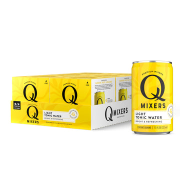 Q MIXERS Light Tonic Water, 7.5 Fl Oz (Pack of 24), Carbonated, Less Sweet, with Real Quinine & Organic Agave
