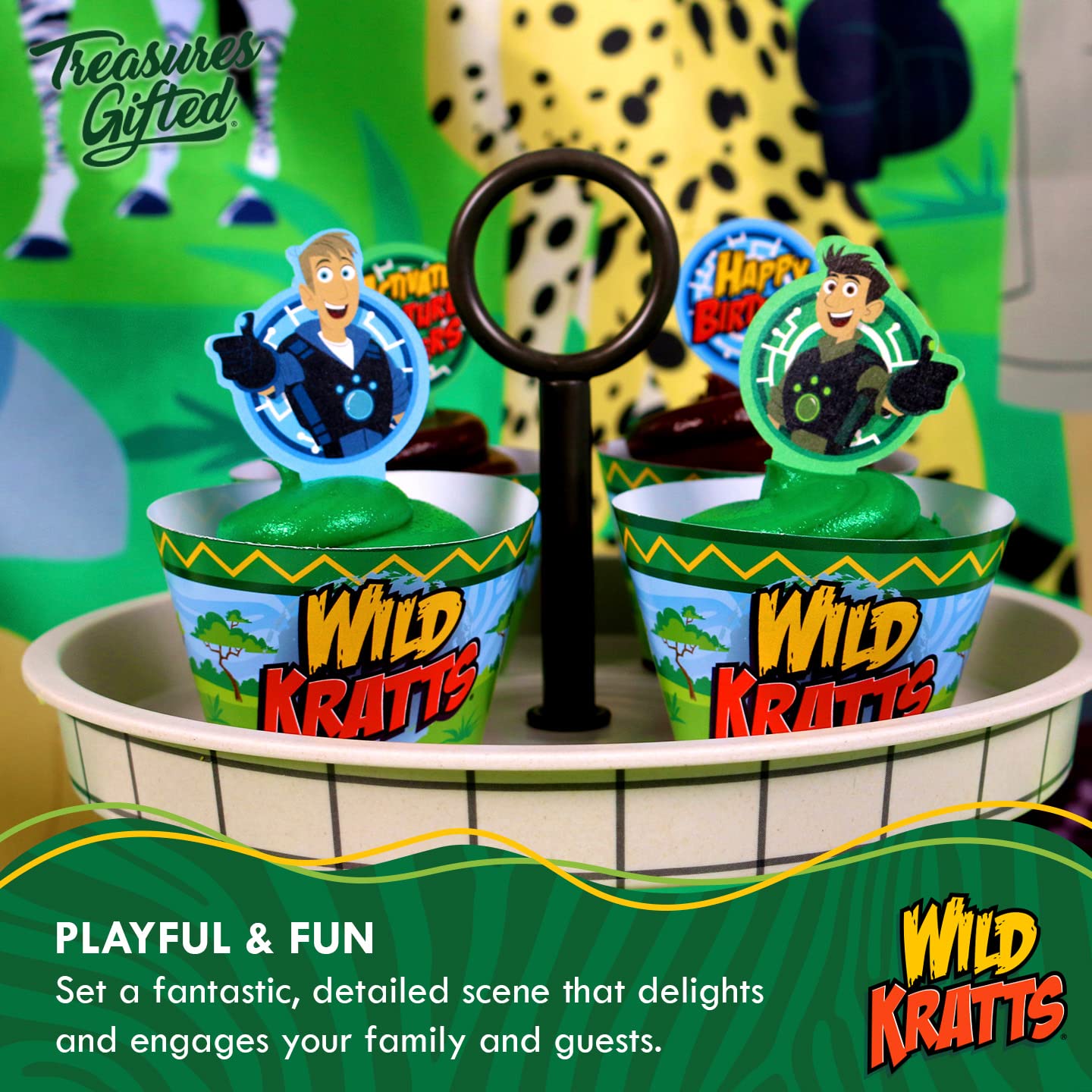 Treasures Gifted Wild Kratts Cupcake Toppers & Wrappers - 24ct Paper Party Supplies