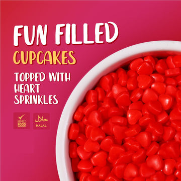 Valentine Sprinkles For Cake Decorating Edible Red Hearts Sugar Sprinkles For Cookies Chocolate Ice Cream Cupcake Topper, 3.5 Ou