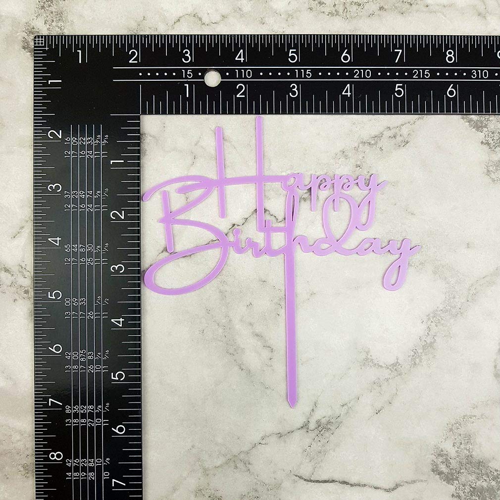 Happy Birthday Cake Topper For Birthday Party Decorations - Purple Acrylic