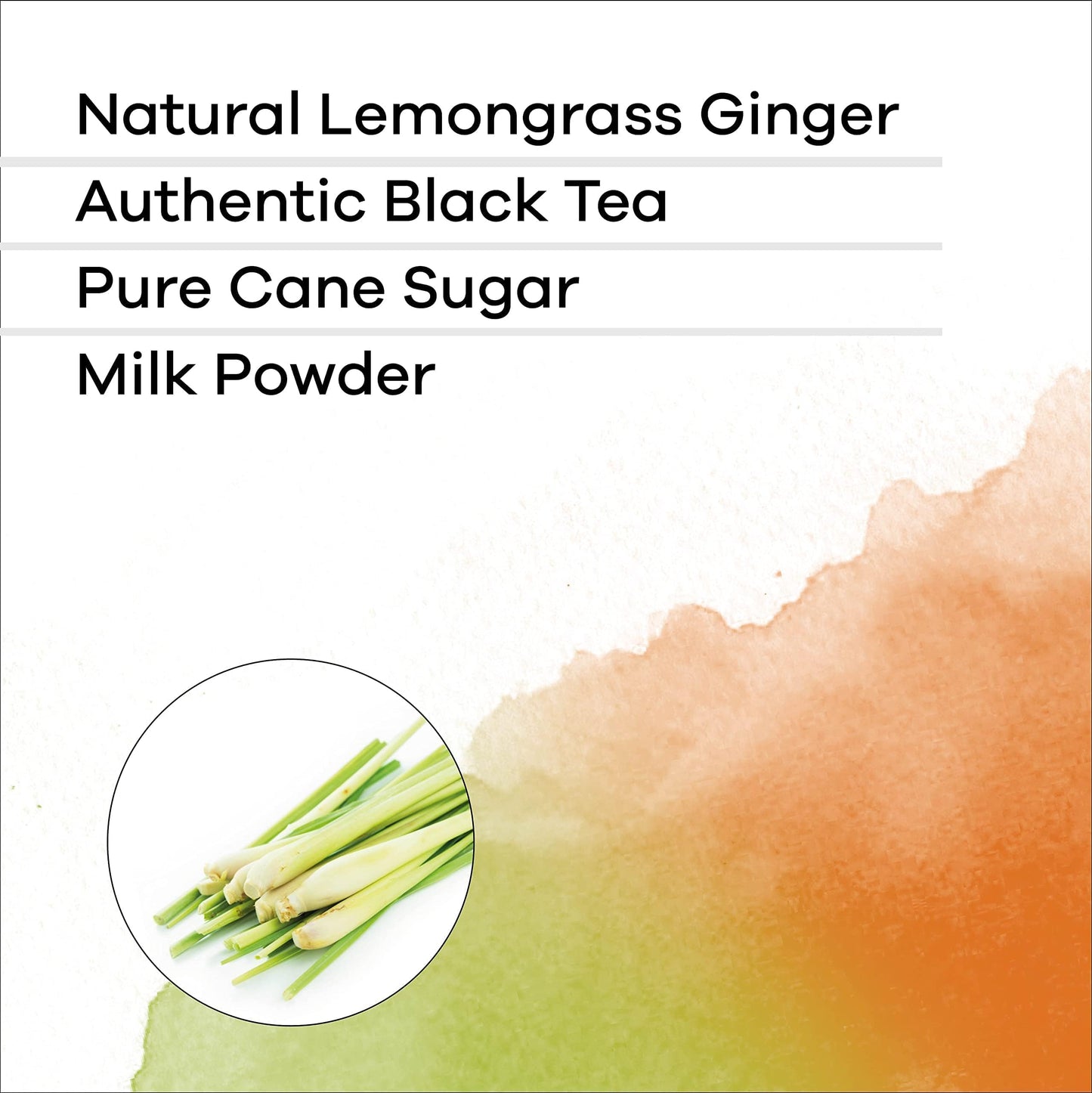 Quik Tea Lemongrass Ginger Instant Chai Tea Latte - 10 Count Single Box - All Natural Digestion Tea | Just Add Hot Water