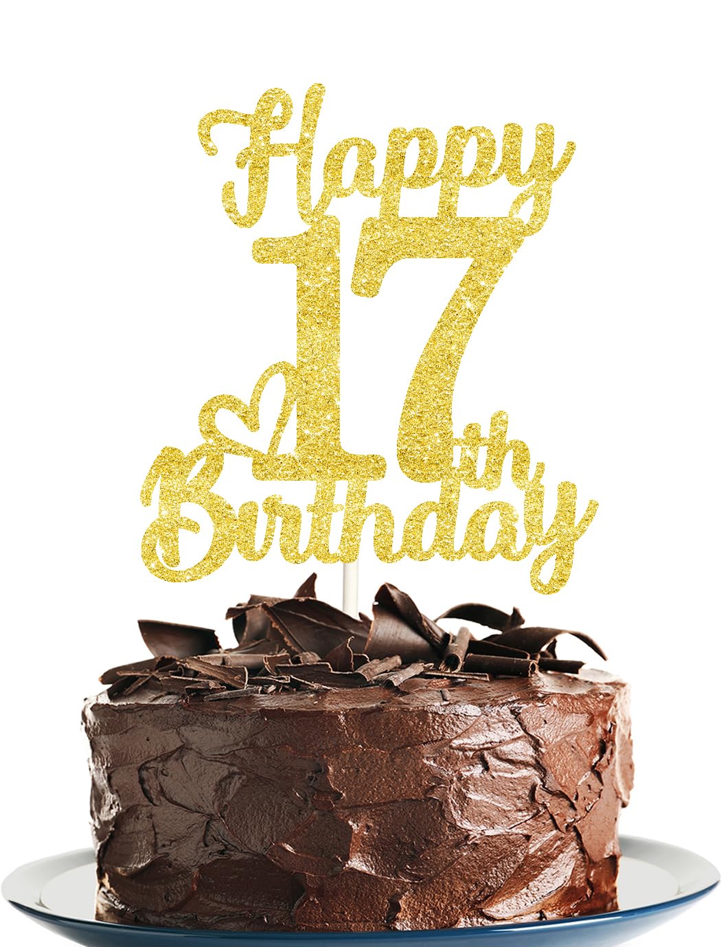17 Birthday Cake Toppers-Gold Glitter, 17Th Cake Topper For Boy,17 Cake Topper For Girl, 17Th Birthday Decorations,17Th Birthday