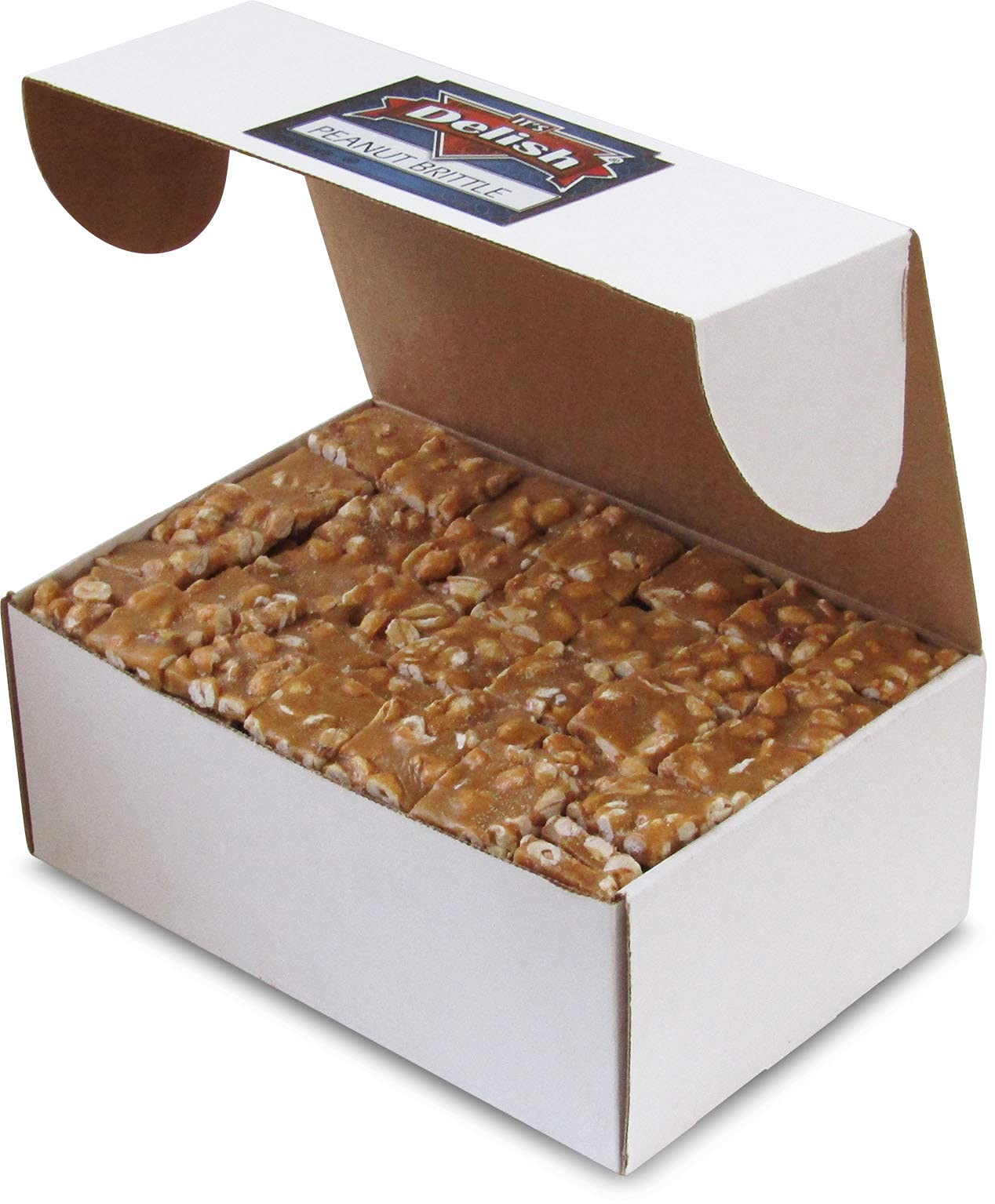 Gourmet Peanut Brittle By It'S Delish, 6 Lbs Bulk Box - Old Fashion Style Peanut Brittle In Square Cut Pieces - Sweet & Crunchy