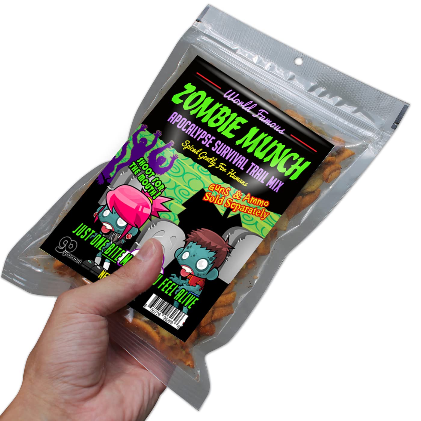 Zombie Munch Apocalypse Survival Trail Mix - Healthy Survivalist Gift Funny Trail Mix Gift Bag Resealable Funny Healthy Gifts Zo