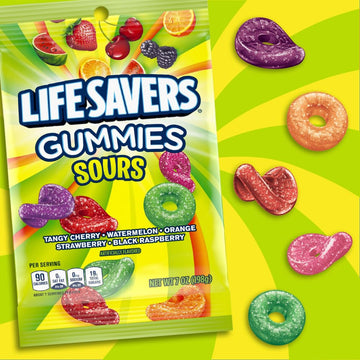 LIFE SAVERS Sour Gummy Candy Pack, Individually Wrapped Candy Bulk, Variety Flavors Box, 12 Bags of Sour Gummies