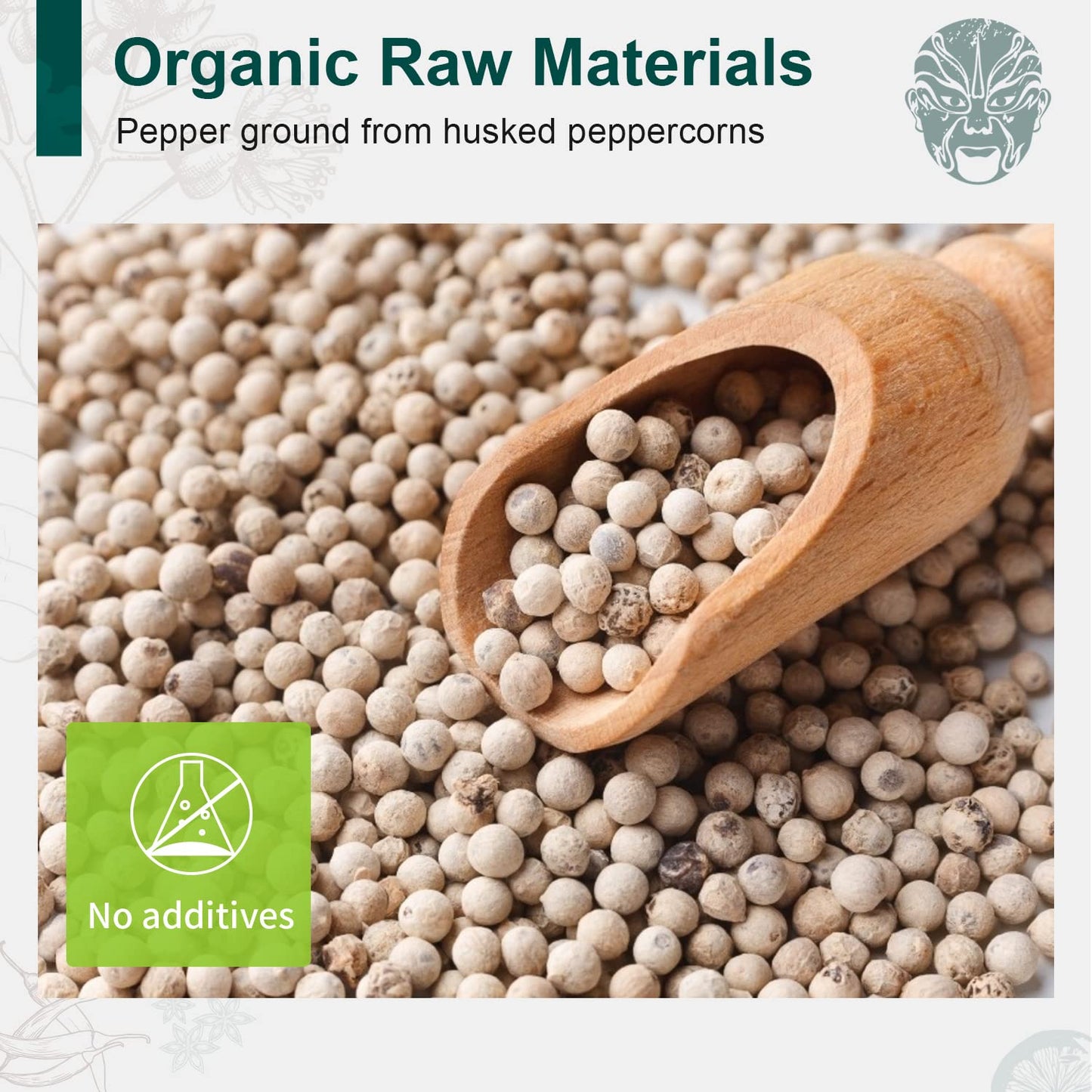 Soeos Organic White Pepper Ground, Non-GMO, 4 oz (113g), Freshly Packed, Ready to Use