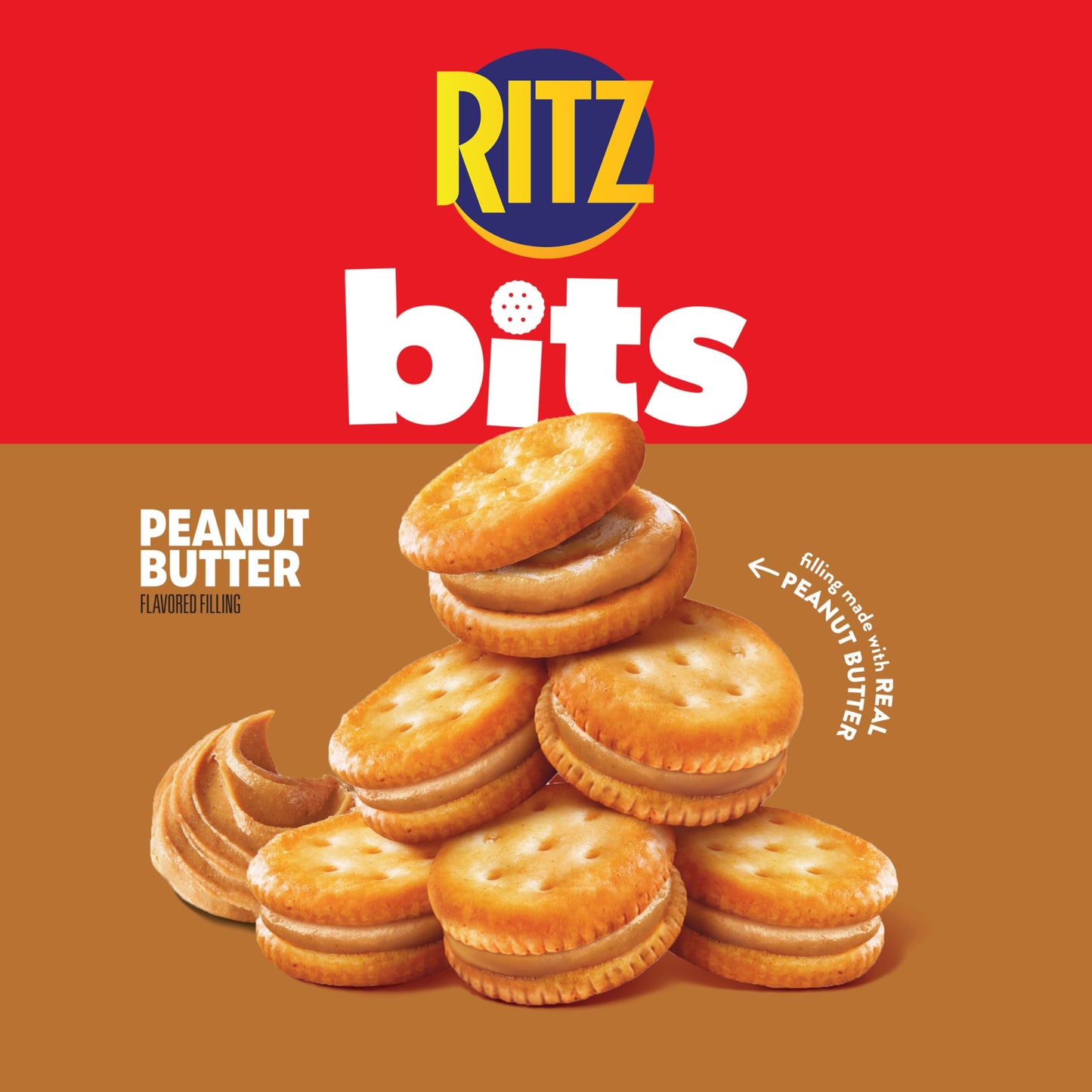 RITZ Bits Peanut Butter Sandwich Crackers, Bulk Lunch Snacks, 40 Snack Packs (4 Boxes)