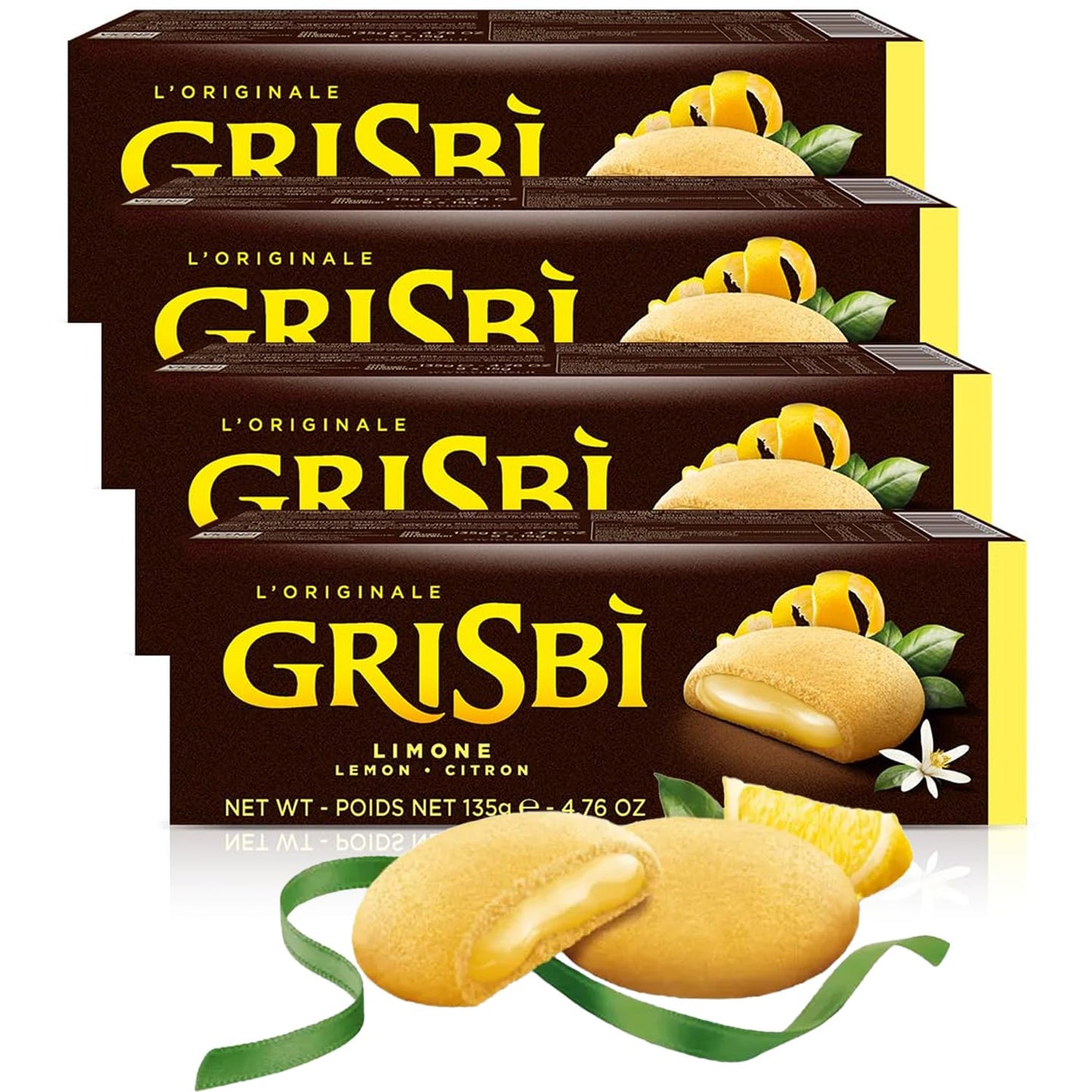 Grisbi Lemon Shortbread by Pasticceria Matilde Vicenzi, Sweet Lemon Cream Filled Patisserie Pastry Cookie, All-Natural, Kosher D